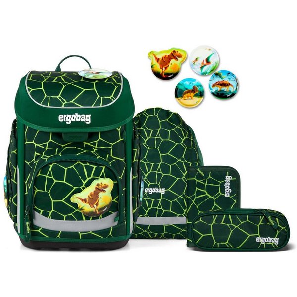ergobag Schulranzen Schulranzen-Set CUBO BärRex 5-teilig, 25/26 (5-teilig), ergonomisch, höhenverstellbar, Your-Size-System, ab 1. Klasse