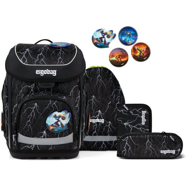 ergobag Schulranzen Schulranzen-Set CUBO Super ReflektBär 5-teilig, 25/26 (5-teilig), ergonomisch, höhenverstellbar, Your-Size-System, ab 1. Klasse