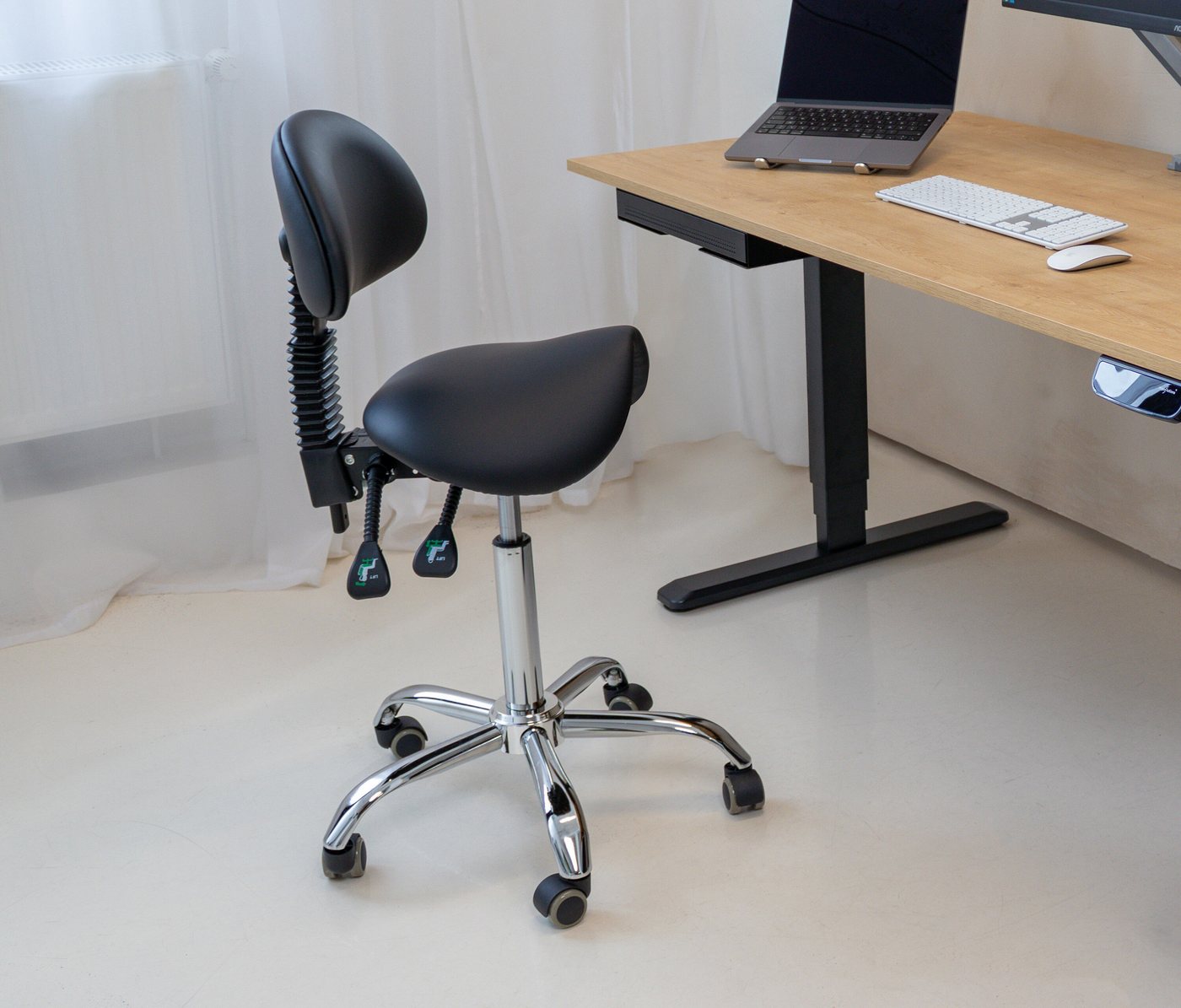 Ergolutions Sitzhocker Sattelhocker mit Lehne, 5 Jahre Garantie / ergonomisch / verstellbare Lehne / Sitz kippbar – Bild 2 von 5