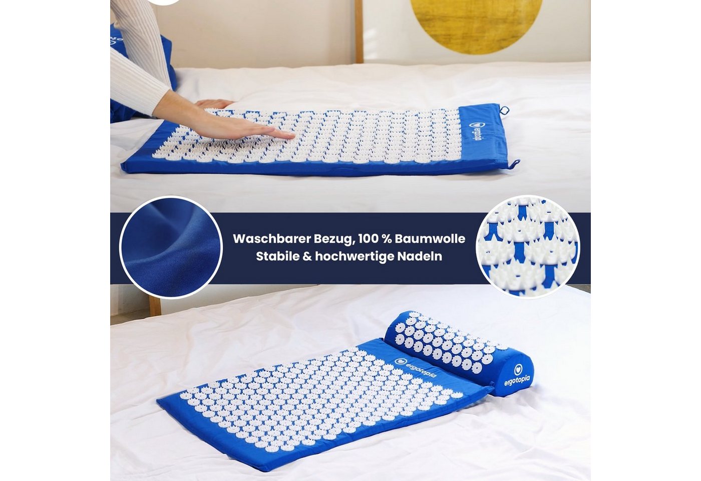 Ergotopia Akupressurmatte Akupressur Set mit Akupressurkissen Massagematte 68 x 42 cm (Massage Matte inkl. Tragetasche), löst Verspannungen und Fördert die Durc – Bild 5 von 5