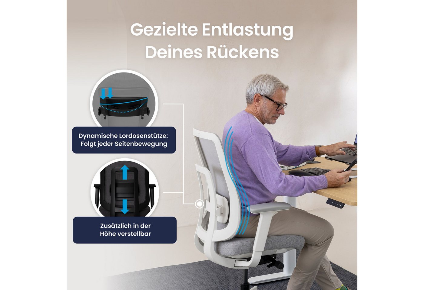 Ergotopia Bürostuhl PureBack ergonomischer Schreibtischstuhl – Bild 4 von 5