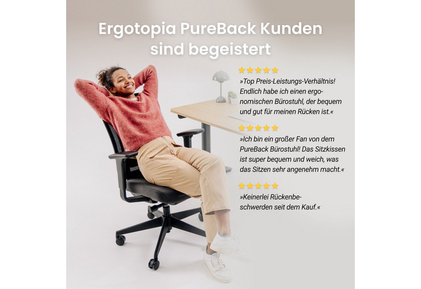 Ergotopia Bürostuhl PureBack ergonomischer Schreibtischstuhl – Bild 2 von 5