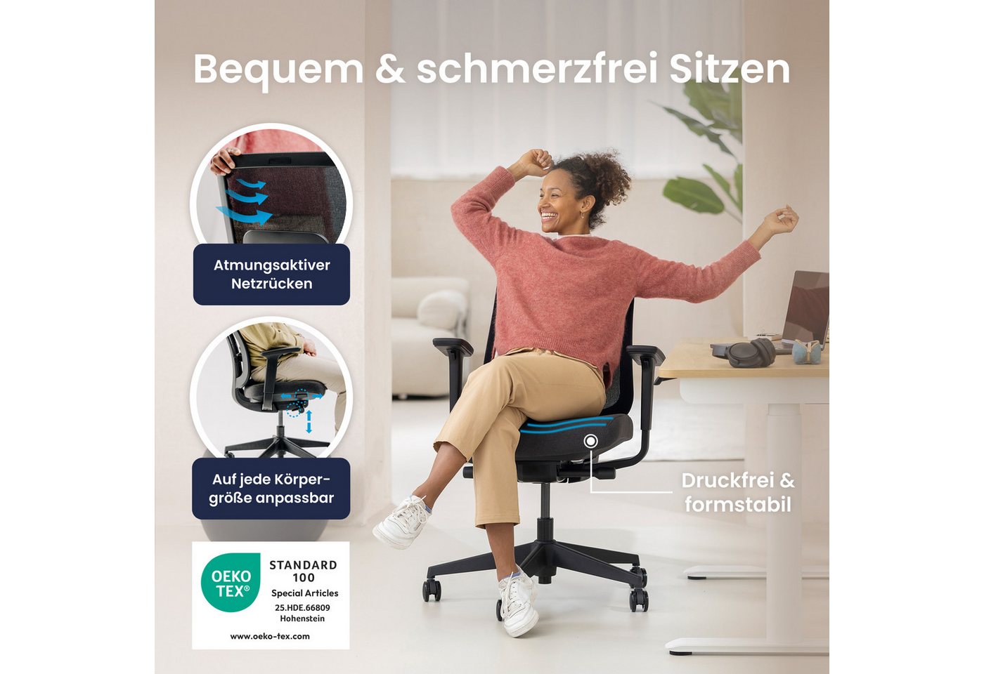 Ergotopia Bürostuhl PureBack ergonomischer Schreibtischstuhl – Bild 3 von 5