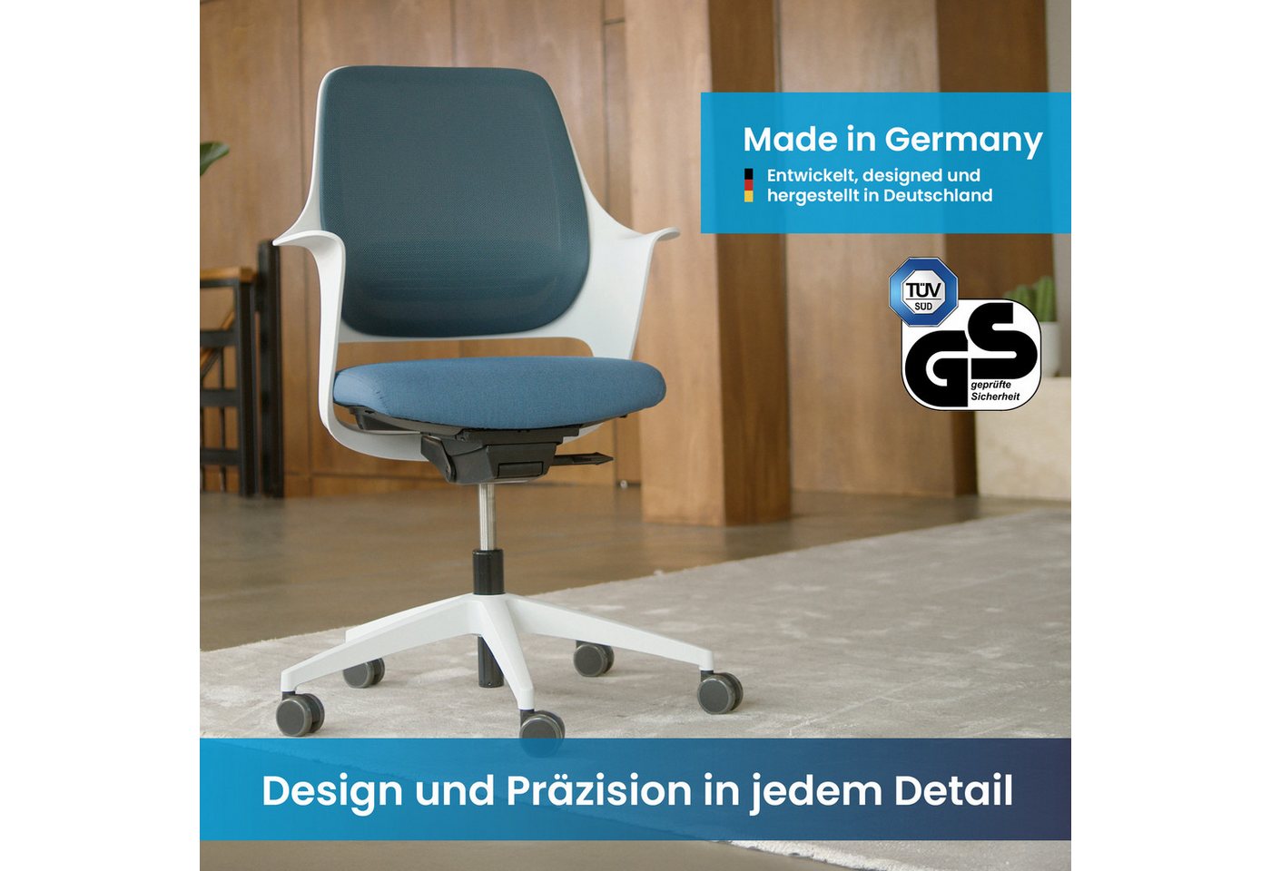 Ergotopia Bürostuhl WellBack ergonomischer Schreibtischstuhl mit Synchronmechanik – Bild 3 von 5