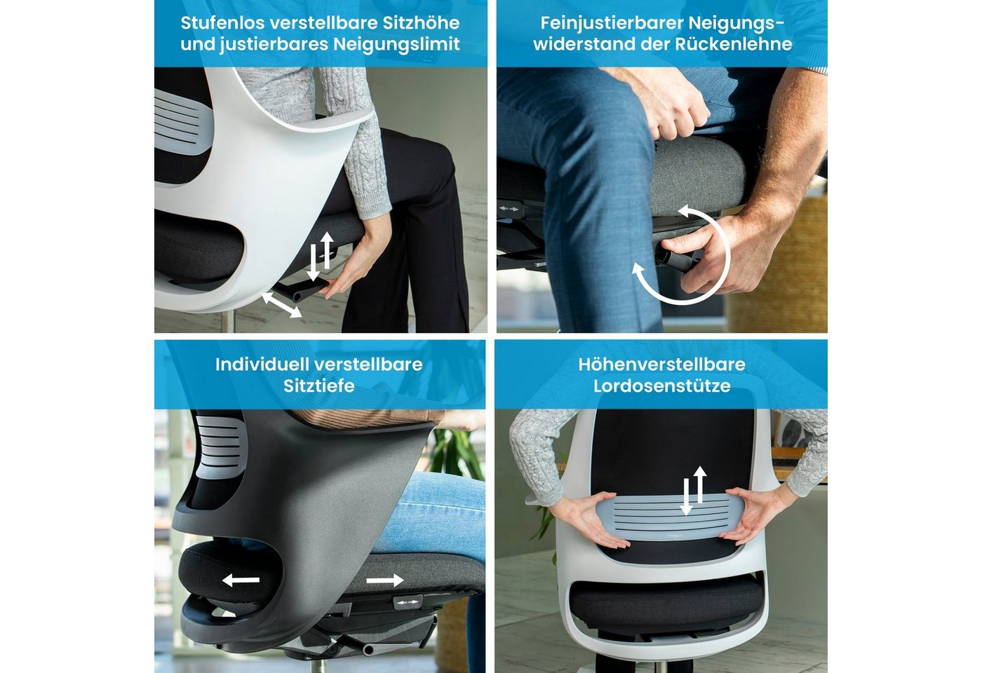 Ergotopia Bürostuhl WellBack ergonomischer Schreibtischstuhl mit Synchronmechanik – Bild 5 von 5