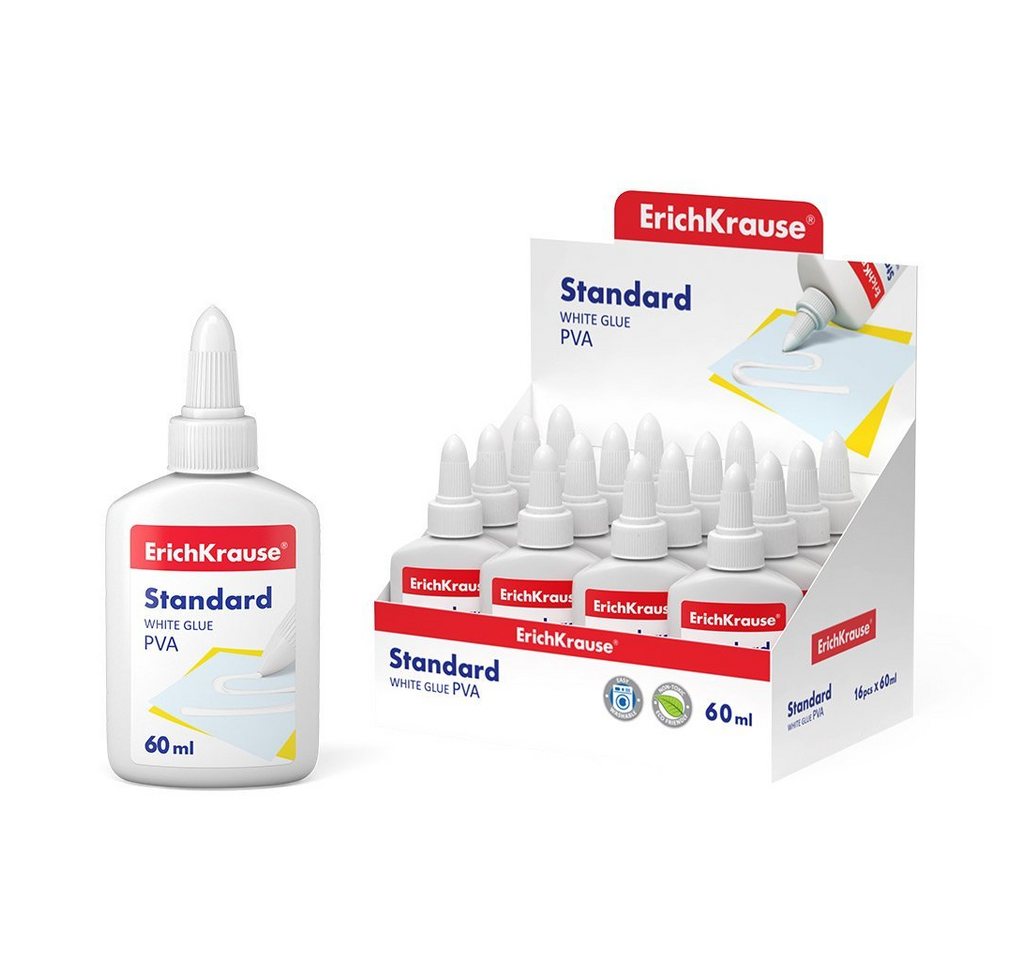 Erich Krause Bastelkleber, PVA Kleber weiß mit Applikator 60ml wasserlöslich 1 Stück – Bild 2 von 5