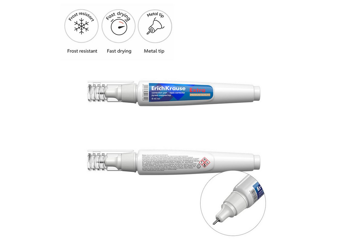 Erich Krause Tintenkiller, Korrekturstift Extra 8ml mit Metallspitze Schnell trocknend 1 Stück – Bild 2 von 3