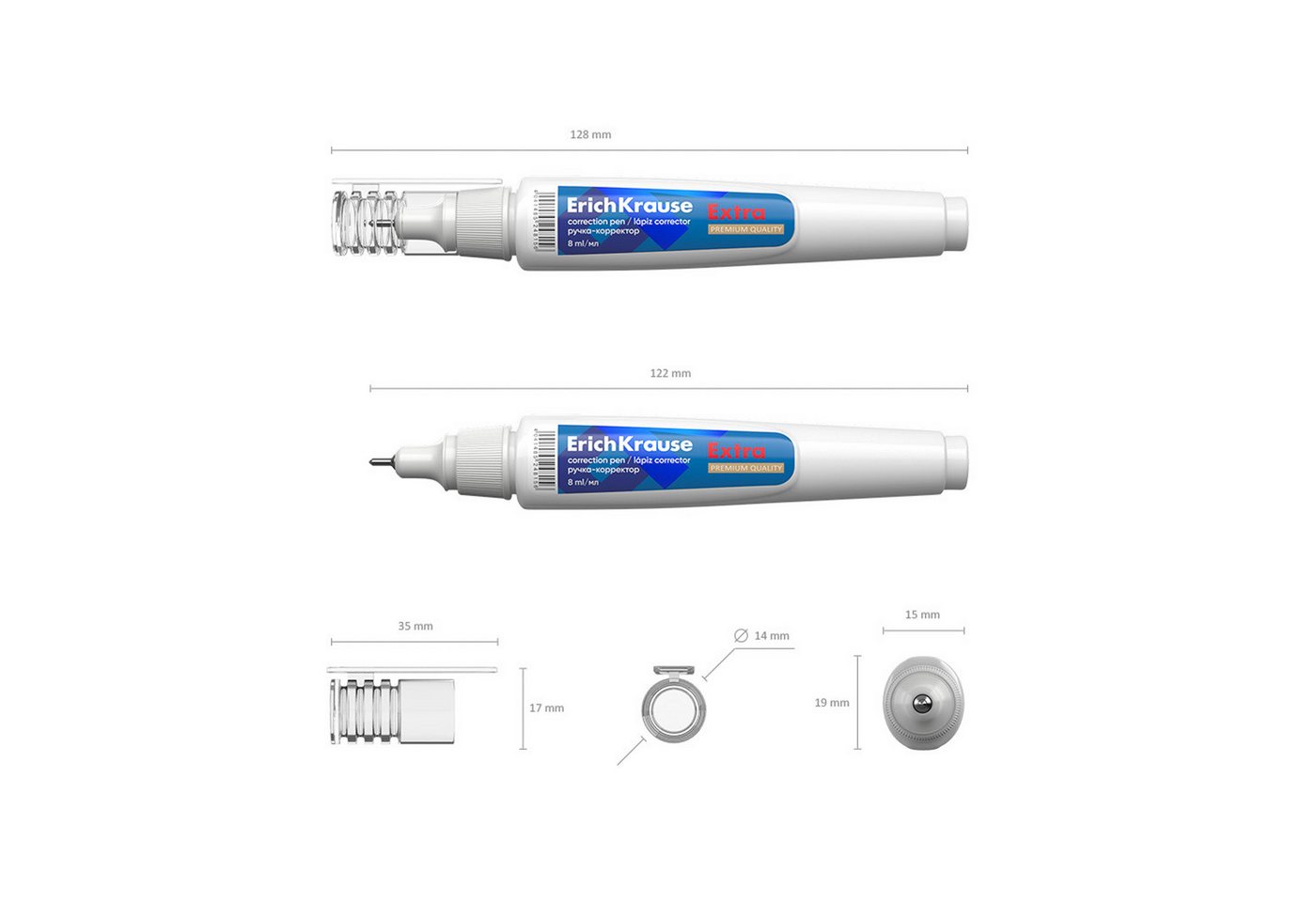 Erich Krause Tintenkiller, Korrekturstift Extra 8ml mit Metallspitze Schnell trocknend 1 Stück – Bild 3 von 3