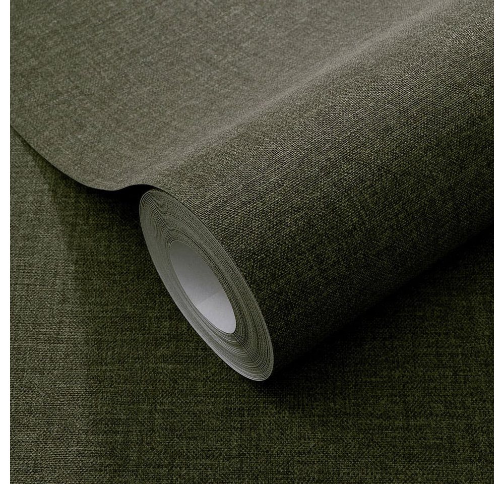 Erismann Vliestapete Einfarbig Textil Optik Modern Meliert Dunkelgrün 10510-36 – Bild 4 von 5