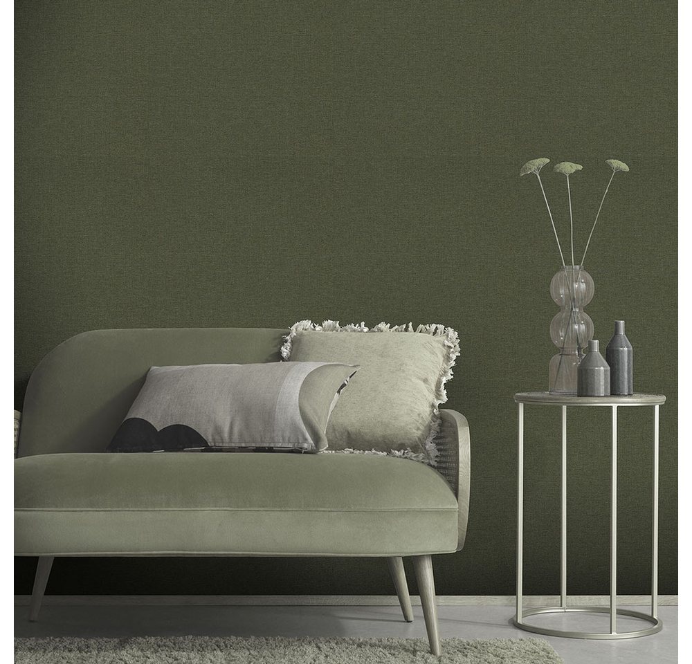 Erismann Vliestapete Einfarbig Textil Optik Modern Meliert Dunkelgrün 10510-36 – Bild 5 von 5