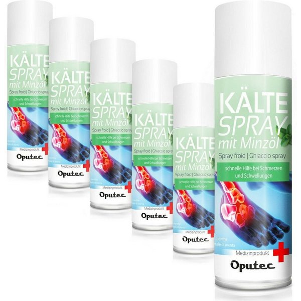 Oputec Erste-Hilfe-Set 6x400ml Oputec Kältespray mit Minzöl - Erste-Hilfe Kühlspray Eisspray, (Spar-Set)