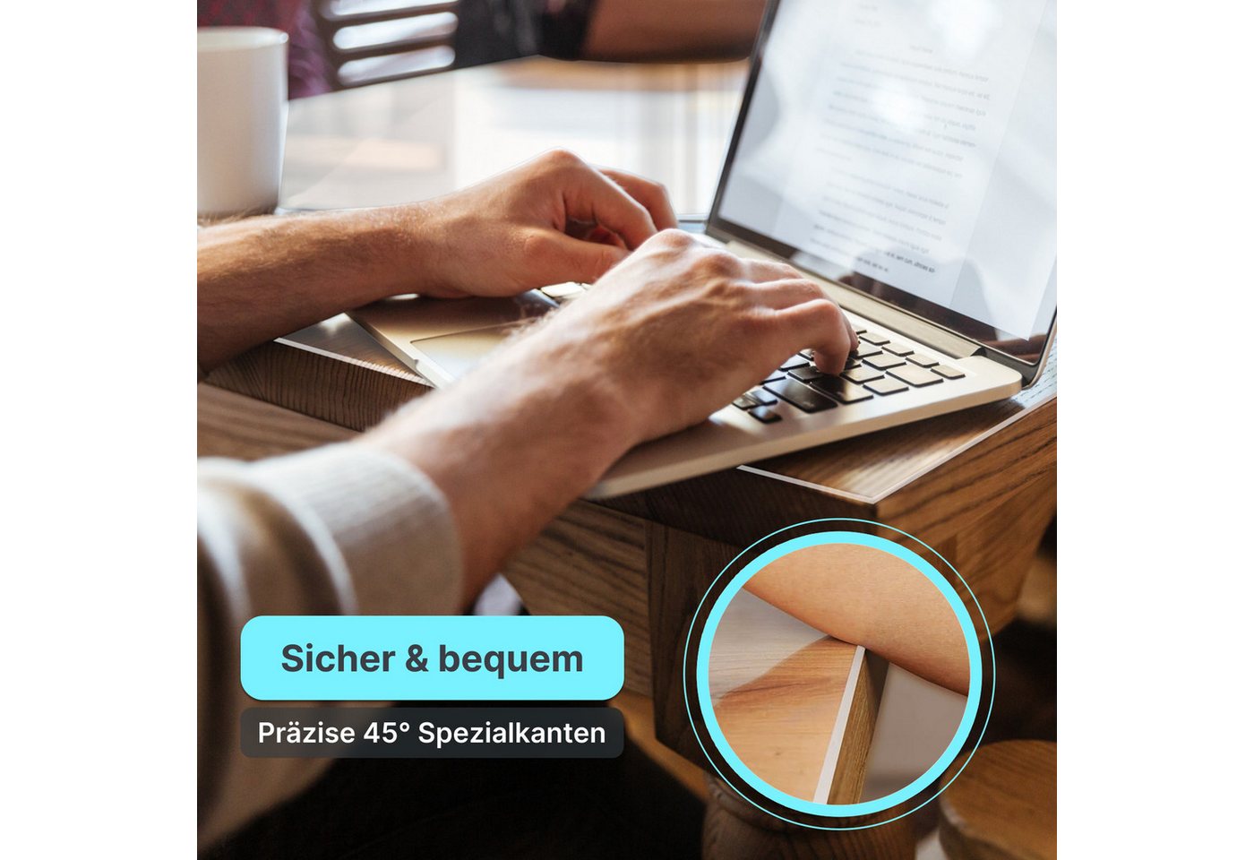 Ertex Tischdecke Tischdecke Glasklar Folie 2,2 mm + abgeschrägte Kante, transparent – Bild 3 von 5