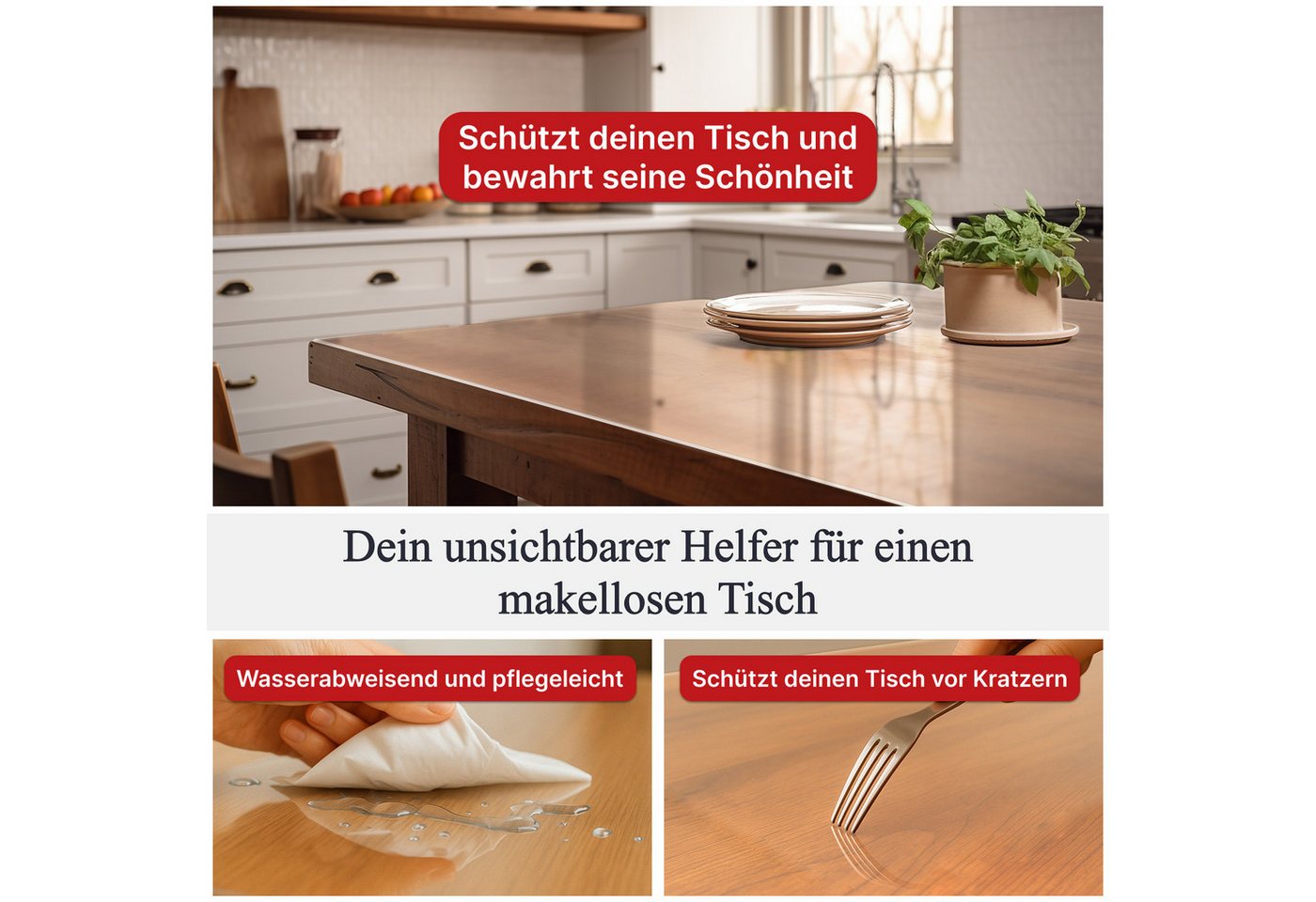 Ertex Tischdecke transparent tischdecke 2,2 mm – Tischfolie & klarer Tischschutz – Bild 2 von 5