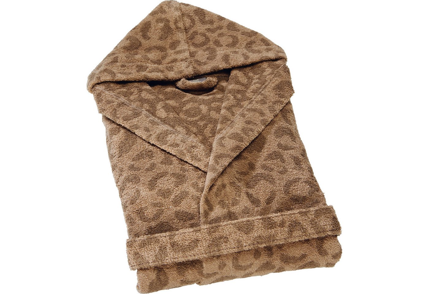 Erwin Müller Bademantel Damen-Bademantel, Rückenlänge cm: 112/lang (ab 111 cm):, Jacquard, mit Kapuze/mit Eingriffstasche:, default, Walk-Frottier gemustert/Tie – Bild 4 von 5