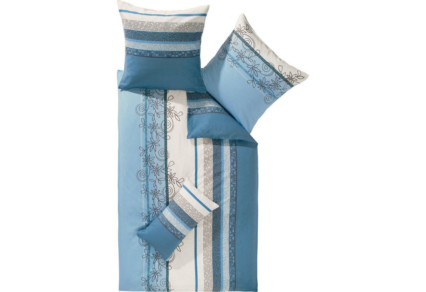 Erwin Müller Bettwäsche Bettwäsche Sparpaket 4-teilig, Baumwolle, Feinbiber Streifen/Blumen/Ornamente/Ranke – Bild 2 von 5