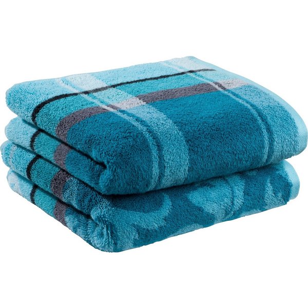 Erwin Müller Duschtuch Duschtuch "Ludwigsburg" 2er-Pack, Jacquard, Walk-Frottier Karo/Ornamente