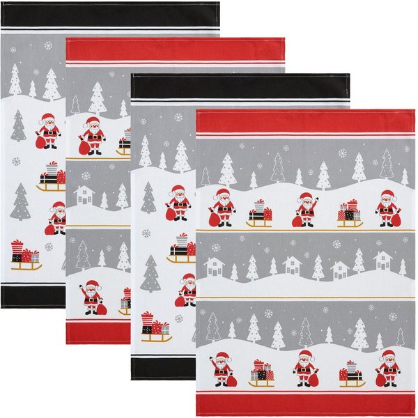Erwin Müller Geschirrtuch Geschirrtuch "Weihnachtsmann" 4er-Pack, Baumwolle Motiv