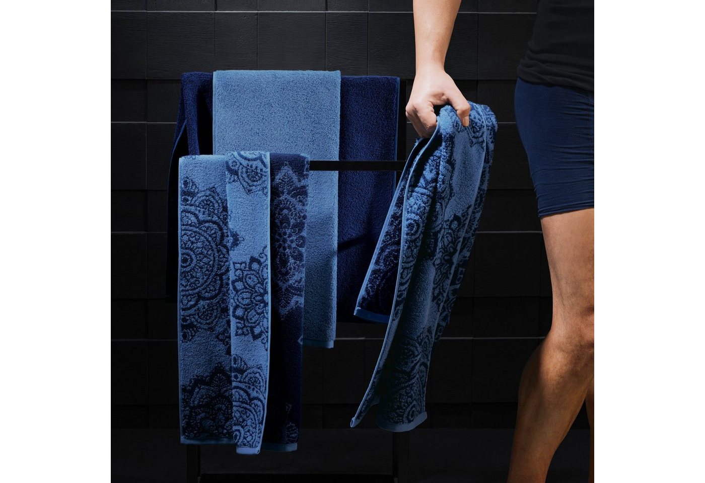 Erwin Müller Handtuch Handtuch "Bühl" 4er-Pack, Frottier/Jacquard, Walk-Frottier Motiv – Bild 5 von 5
