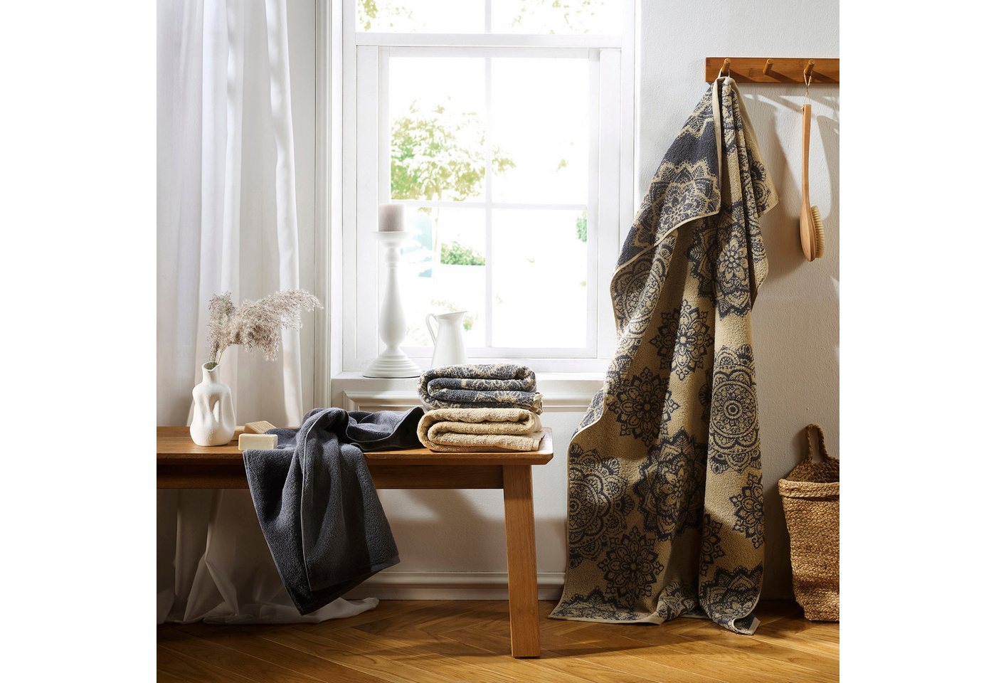 Erwin Müller Handtuch Handtuch "Bühl" 4er-Pack, Frottier/Jacquard, Walk-Frottier Motiv – Bild 5 von 5