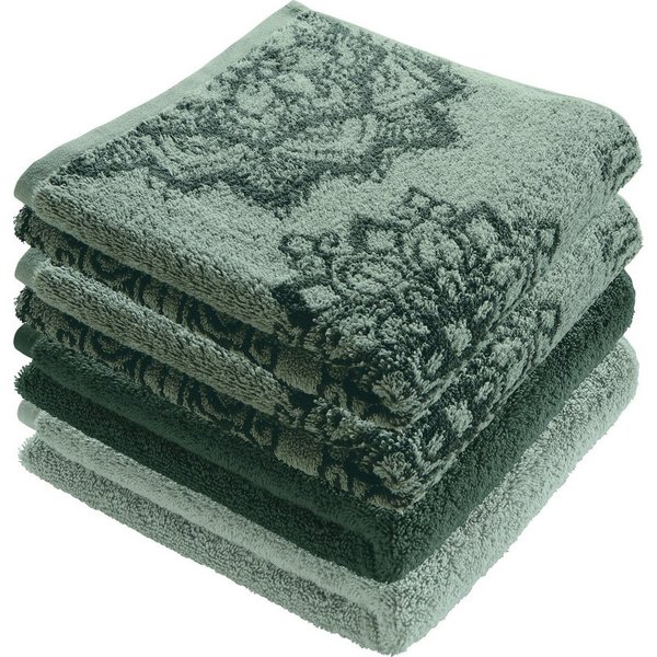 Erwin Müller Handtuch Handtuch "Bühl" 4er-Pack, Frottier/Jacquard, Walk-Frottier Motiv