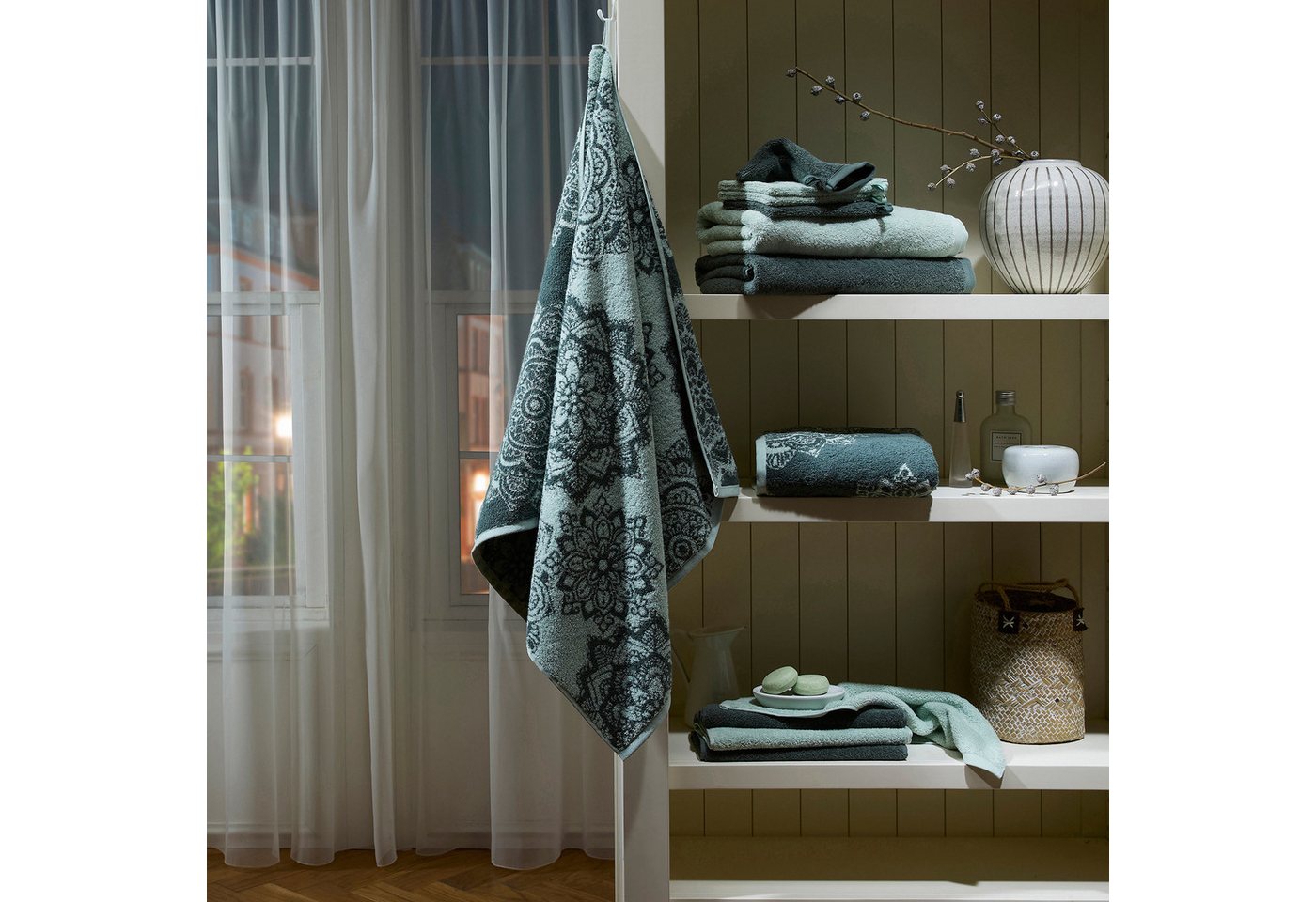 Erwin Müller Handtuch Handtuch "Bühl" 4er-Pack, Frottier/Jacquard, Walk-Frottier Motiv – Bild 5 von 5