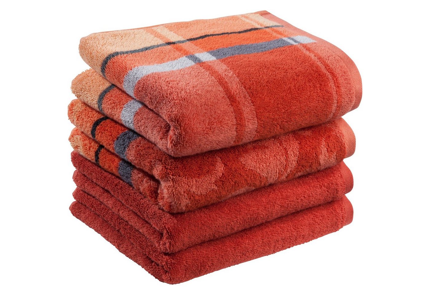 Erwin Müller Handtuch Handtuch "Ludwigsburg" 4er-Pack, Jacquard, Walk-Frottier Uni/Karo/Ornamente – Bild 4 von 5