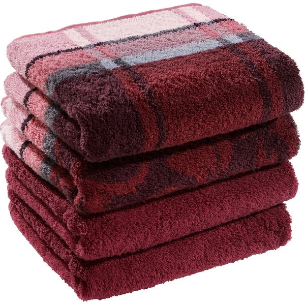 Erwin Müller Handtuch Handtuch "Ludwigsburg" 4er-Pack, Jacquard, Walk-Frottier Uni/Karo/Ornamente
