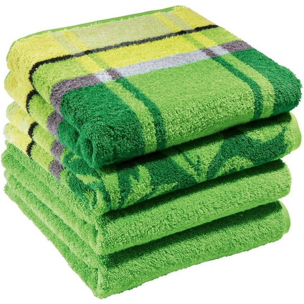 Erwin Müller Handtuch Handtuch "Ludwigsburg" 4er-Pack, Jacquard, Walk-Frottier Uni/Karo/Ornamente