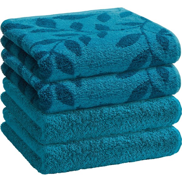 Erwin Müller Handtuch Set Handtuch "Kronau" 4er-Pack, Frottier/Jacquard, Walk-Frottier Uni/gemustert