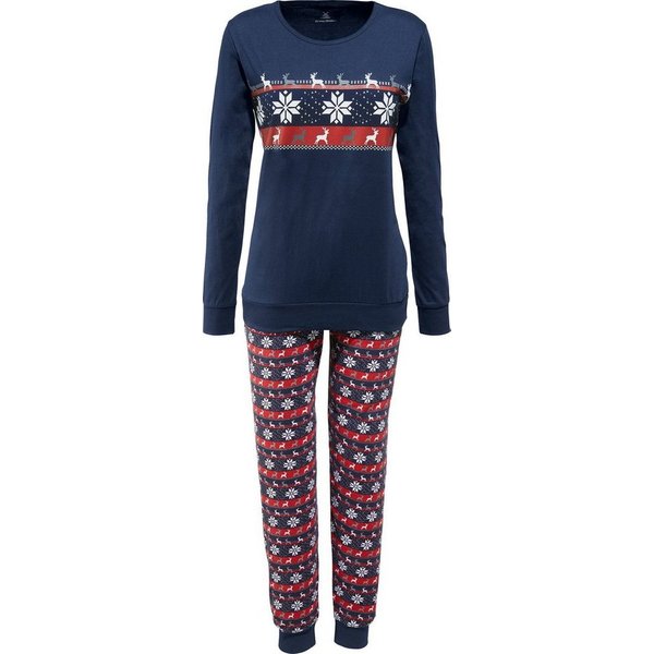 Erwin Müller Pyjama Damen-Schlafanzug Single-Jersey gemustert/Tiermotive