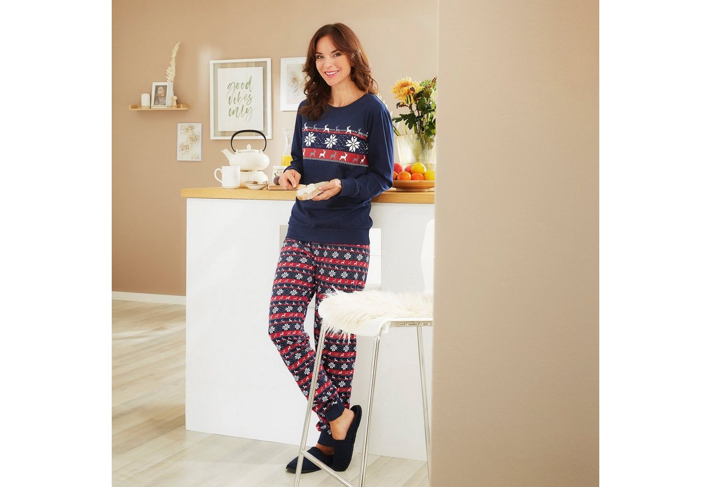 Erwin Müller Pyjama Damen-Schlafanzug Single-Jersey gemustert/Tiermotive – Bild 2 von 5