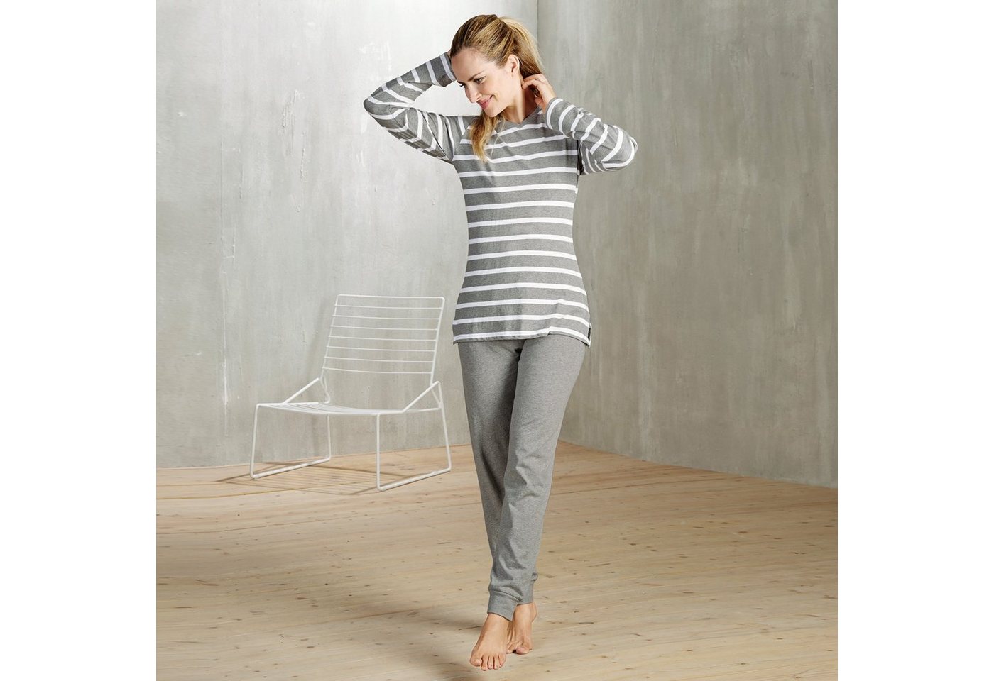 Erwin Müller Pyjama Damen-Schlafanzug Single-Jersey Streifen – Bild 2 von 4