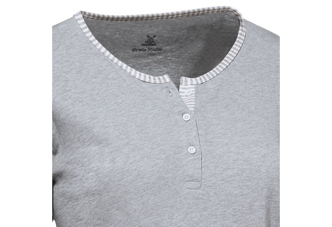 Erwin Müller Pyjama Damen-Schlafanzug Single-Jersey Streifen – Bild 4 von 4