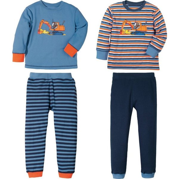 Erwin Müller Pyjama Kinder-Schlafanzug 2er-Pack Interlock-Jersey Streifen