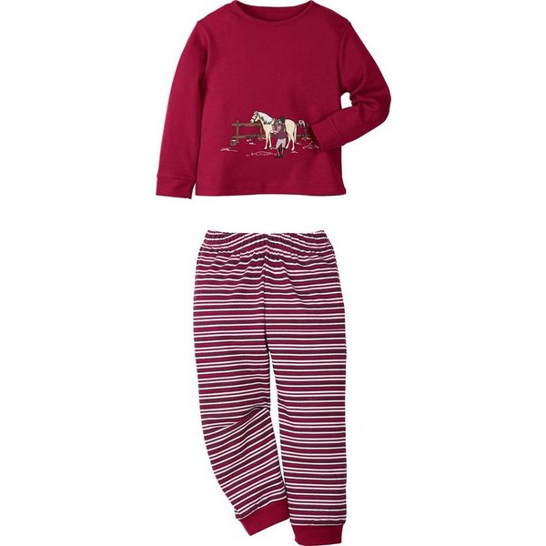 Erwin Müller Pyjama Kinder-Schlafanzug Interlock-Jersey Streifen/Tiermotive: Pferd