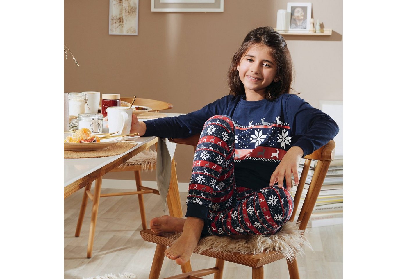 Erwin Müller Pyjama Kinder-Schlafanzug Single-Jersey gemustert/Tiermotive – Bild 2 von 5