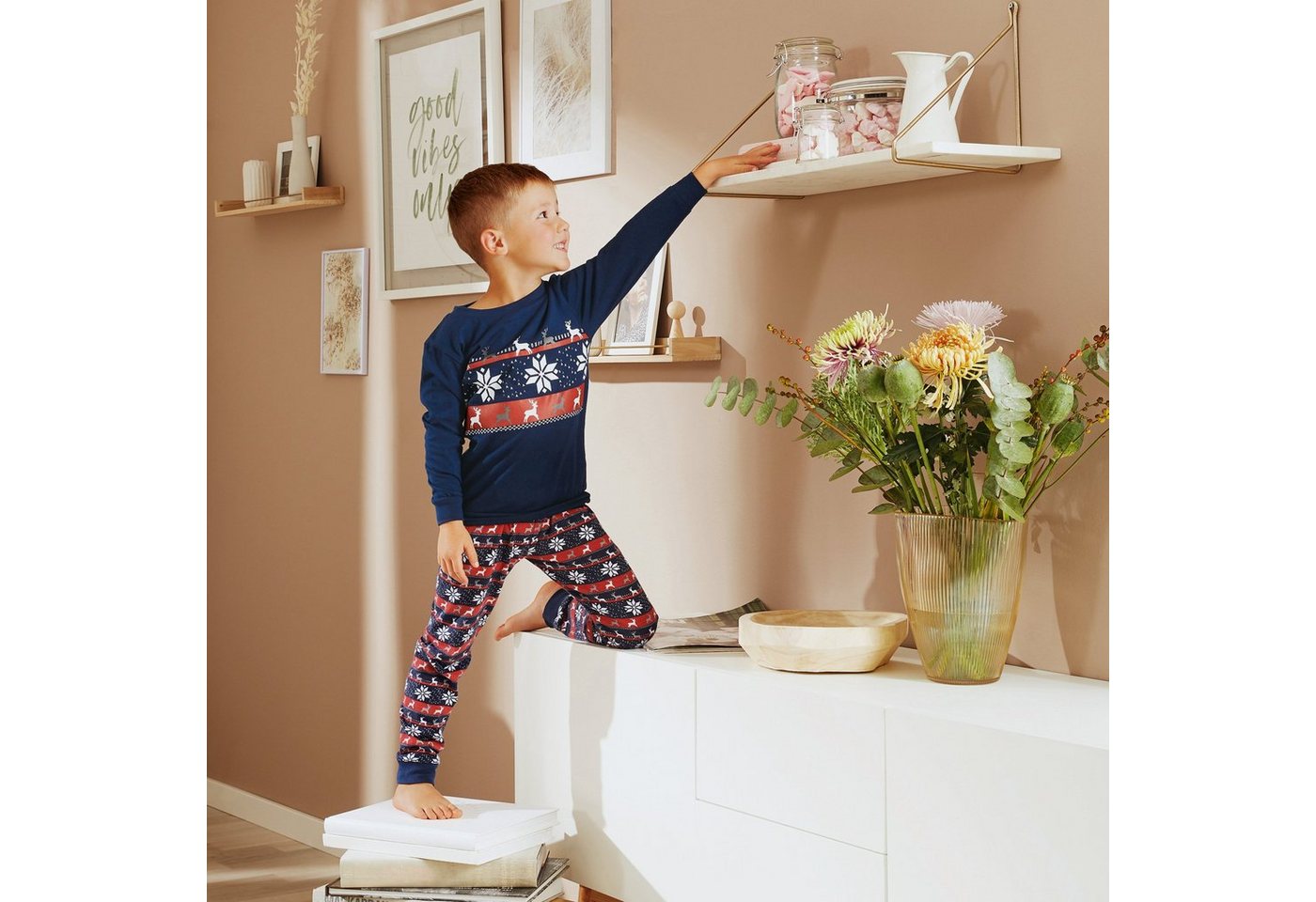 Erwin Müller Pyjama Kinder-Schlafanzug Single-Jersey gemustert/Tiermotive – Bild 3 von 5
