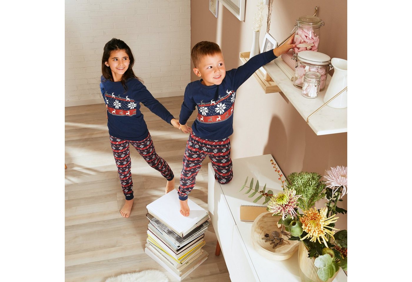 Erwin Müller Pyjama Kinder-Schlafanzug Single-Jersey gemustert/Tiermotive – Bild 5 von 5