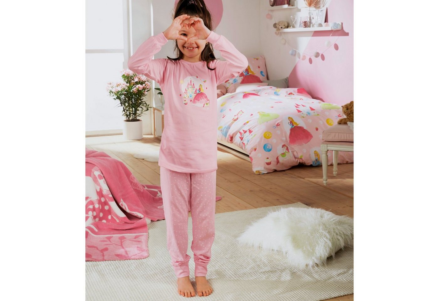 Erwin Müller Pyjama Kinder-Schlafanzug Single-Jersey Punkte – Bild 2 von 4