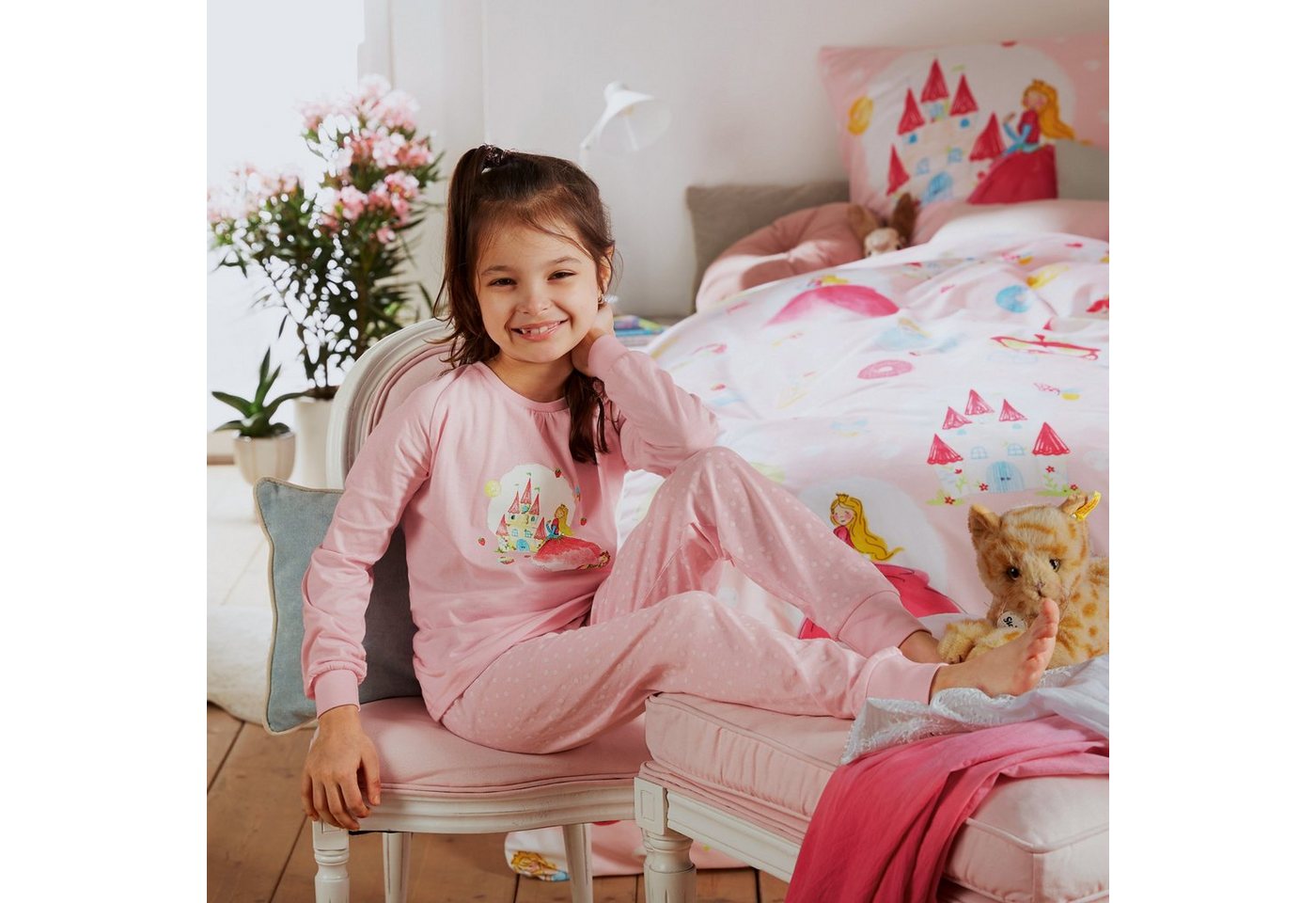 Erwin Müller Pyjama Kinder-Schlafanzug Single-Jersey Punkte – Bild 3 von 4