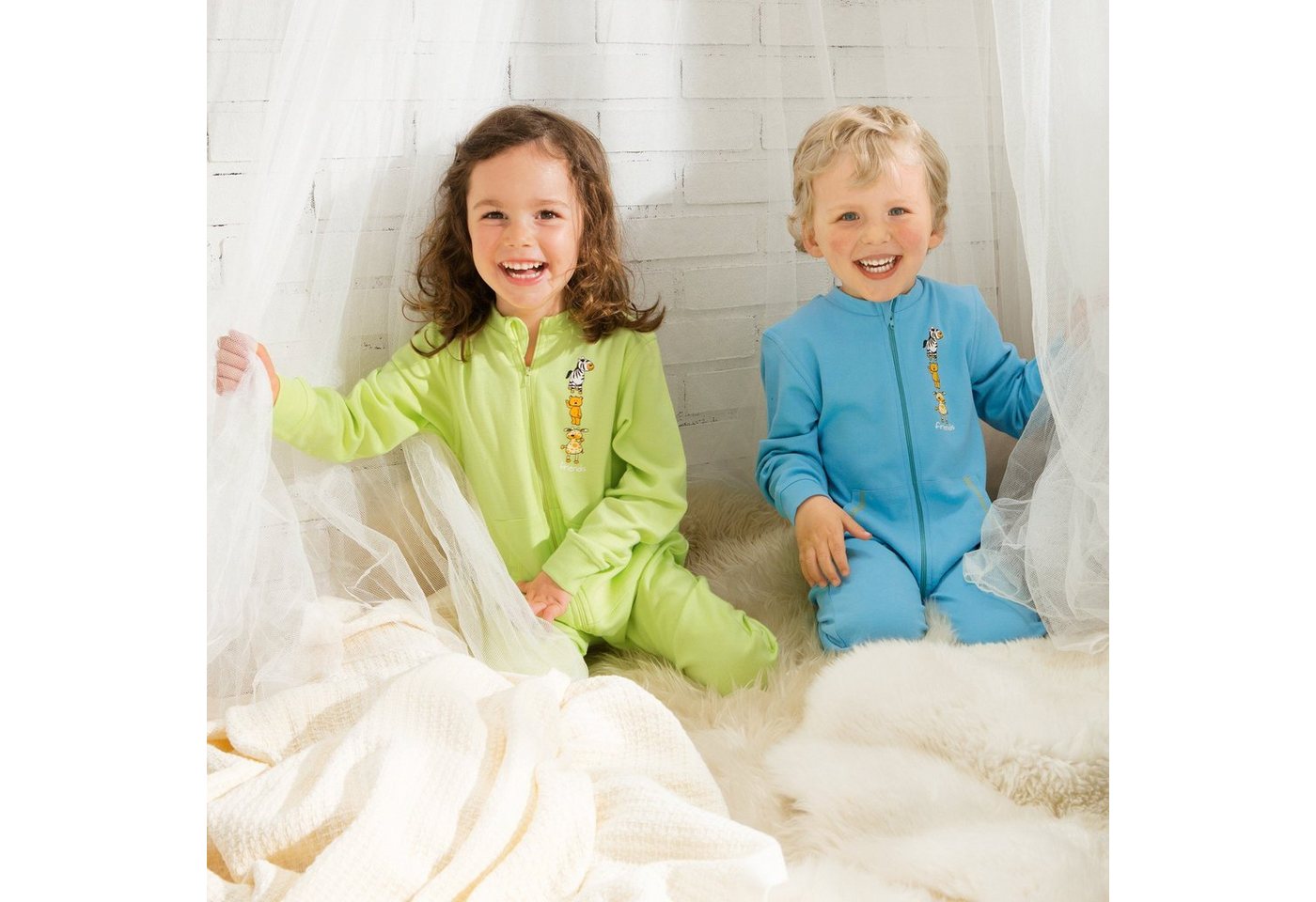 Erwin Müller Pyjama Kinder-Schlafoverall 2er-Pack Interlock-Jersey Tiermotiv – Bild 3 von 5