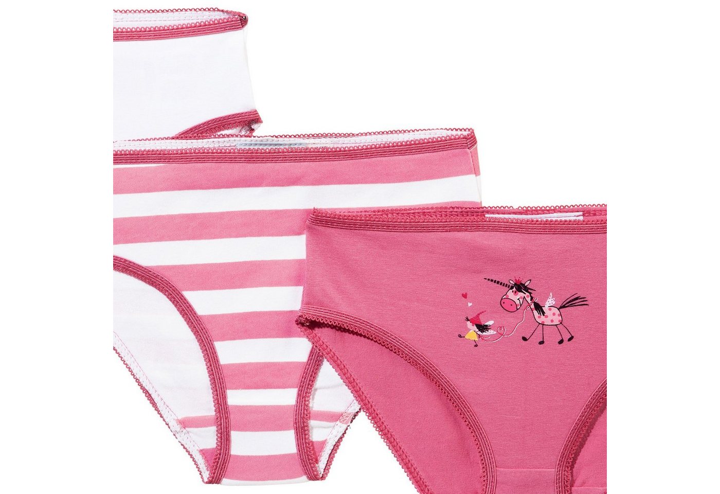 Erwin Müller Slip Mädchen-Slip 3er-Pack Single-Jersey Streifen/Tiermotive: Einhorn – Bild 2 von 2