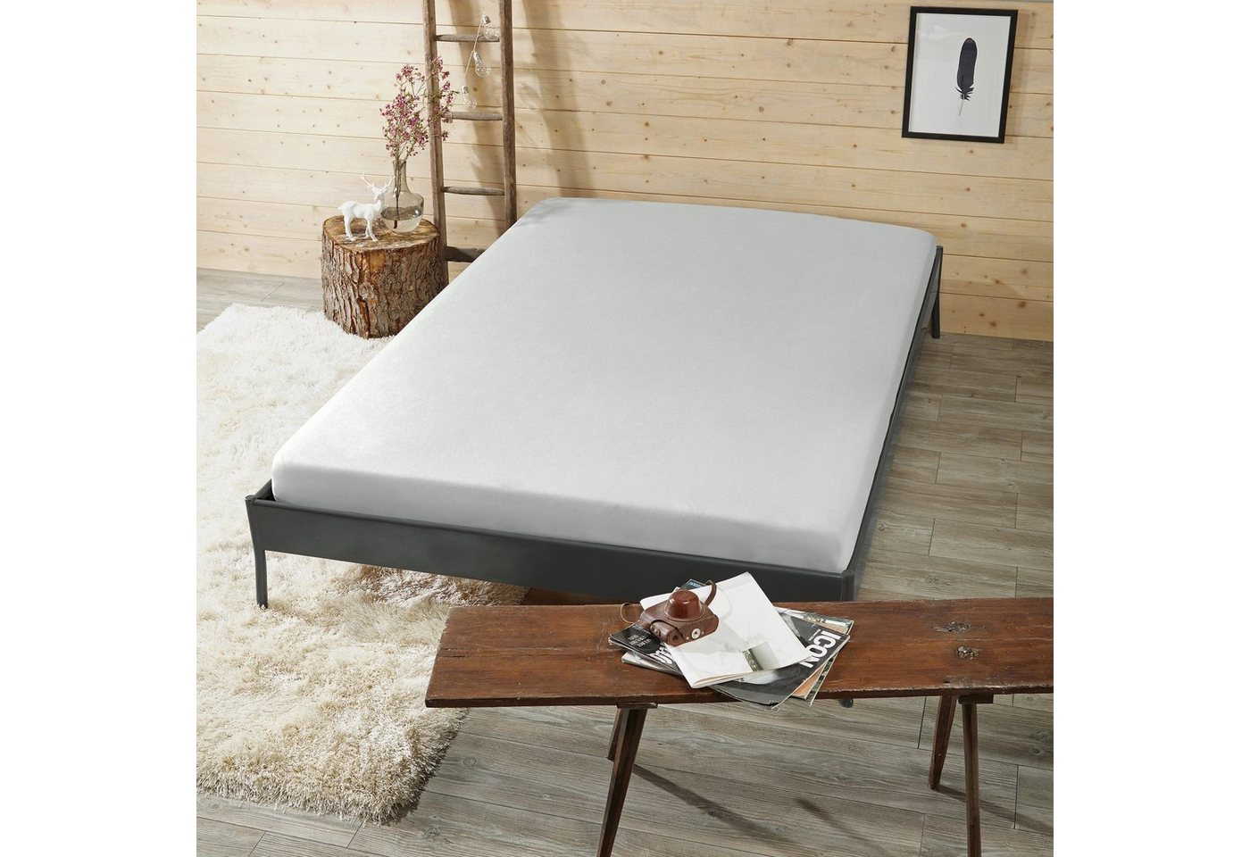 Erwin Müller Spannbettlaken Spannbettlaken "Memmingen", Jersey, Gummizug: Rundumgummi, (1 Stück), Interlock-Jersey Uni – Bild 3 von 4