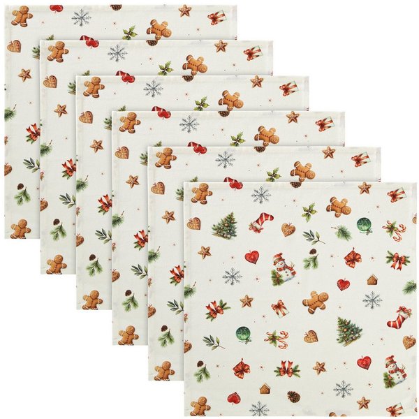 Erwin Müller Stoffserviette Serviette "Noel" 6er-Pack, Baumwolle Motiv