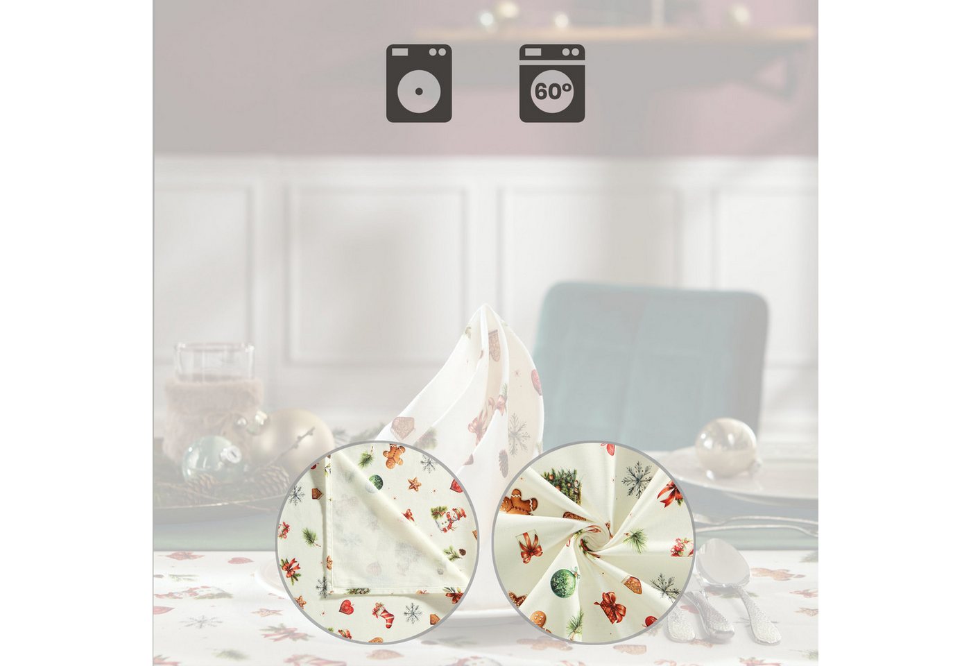 Erwin Müller Stoffserviette Serviette "Noel" 6er-Pack, Baumwolle Motiv – Bild 3 von 5