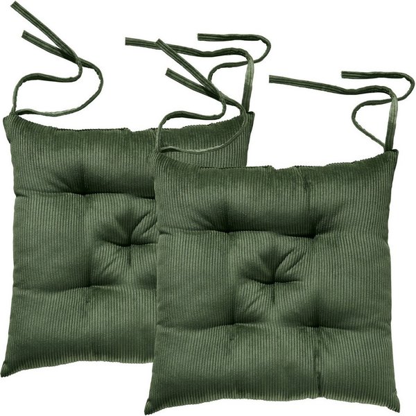 Erwin Müller Stuhlkissen Stuhlkissen "Glasgow" 2er-Pack, Cord Uni/Hoch- Tiefstruktur