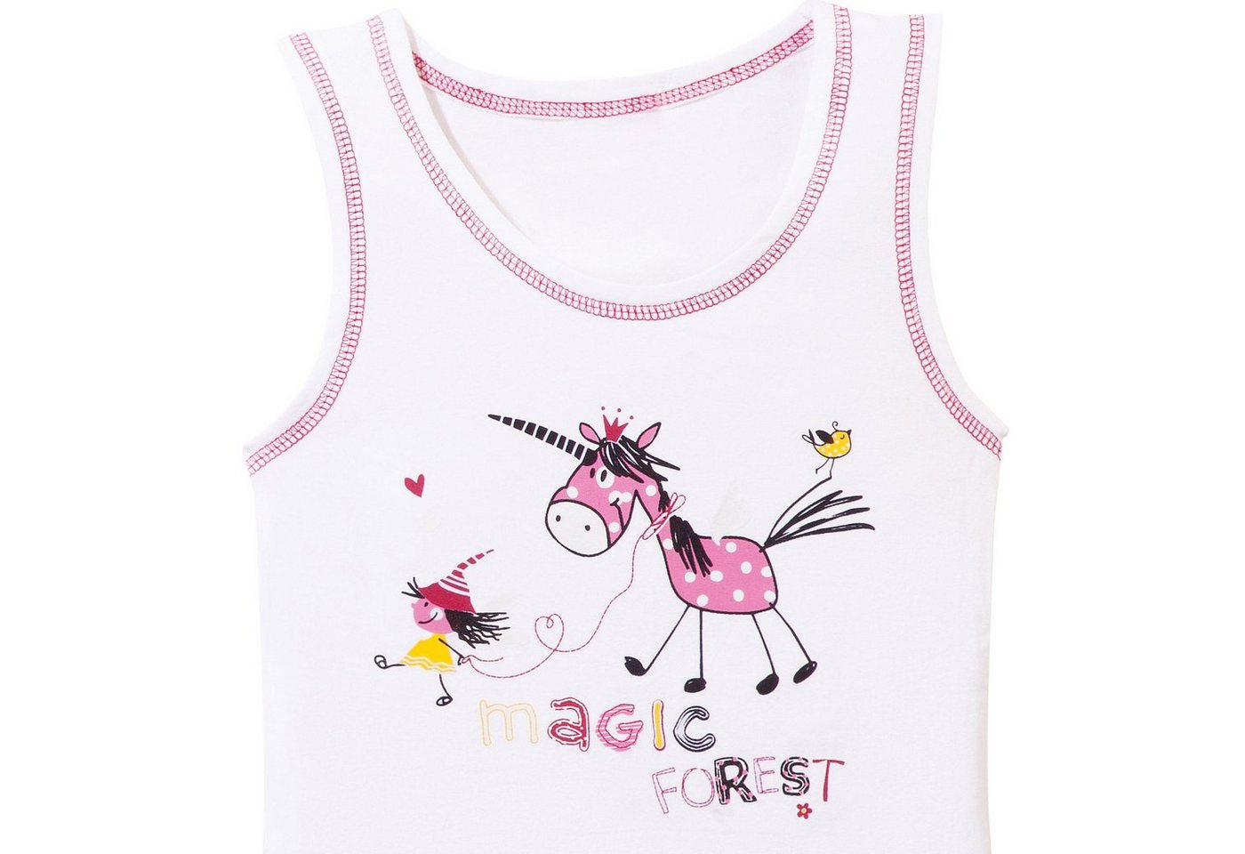 Erwin Müller Unterhemd Mädchen-Unterhemd 3er-Pack Single-Jersey Streifen: 1x, gestrickt/gemustert/Tiermotive: 2x Einhorn – Bild 2 von 2