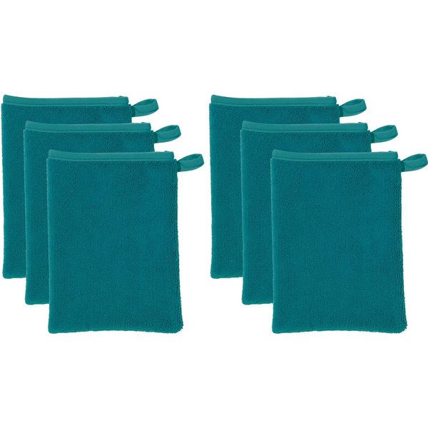 Erwin Müller Waschhandschuh Abschminkhandschuh 6er-Pack, Microfaser, Microfaser Uni