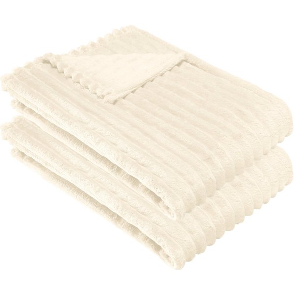Wohndecke Wohndecke "Aosta" 2er-Pack, Erwin Müller, Fleece in Cordoptik Uni/Hoch- Tiefstruktur