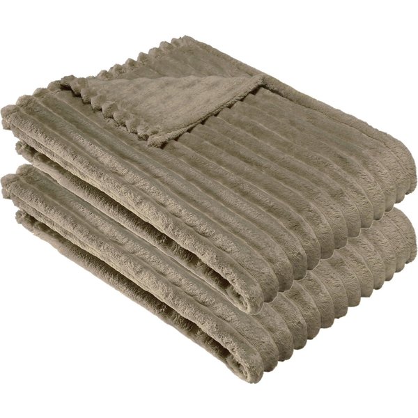 Wohndecke Wohndecke "Aosta" 2er-Pack, Erwin Müller, Fleece in Cordoptik Uni/Hoch- Tiefstruktur